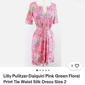 15. Lilly Pulitzer Pink Floral Wrap Knee-Length Dress size 8
